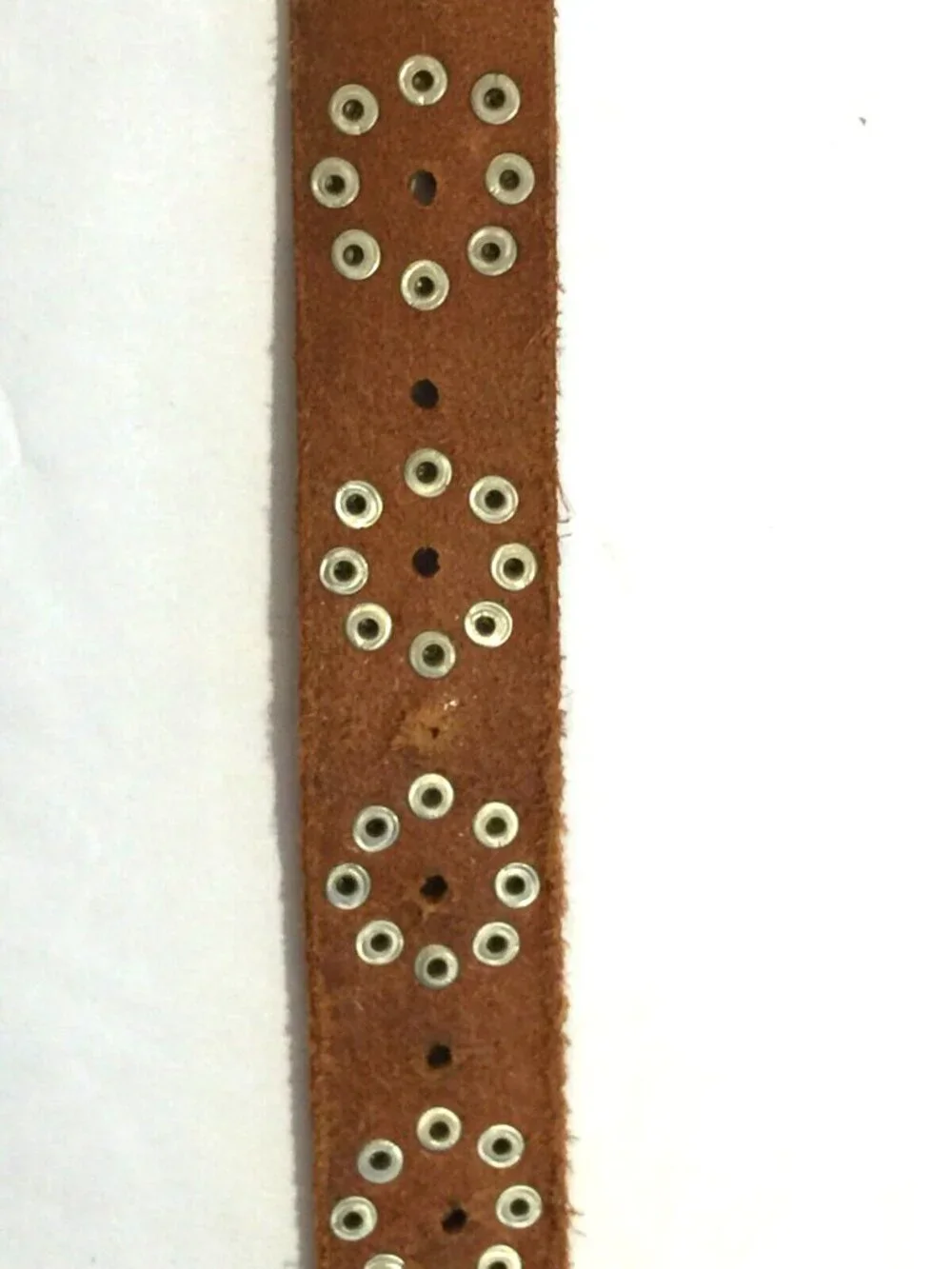 VINTAGE BROWN LEATHER STUDDED RHINESTONE BUCKLE WESTERN RODEO BELT WOMENS 34